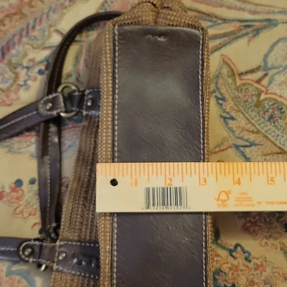 Fossil Bag Genuine Classic 1954 Vintage Bag Small Woven Brown Leather Trim - Picture 13 of 15